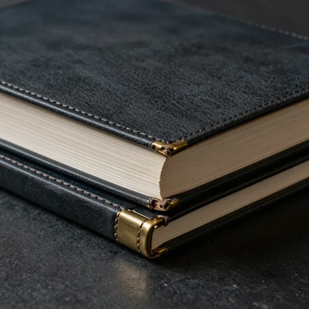 Manuale scuro di board governance su pietra nera, bordo in ottone e luce drammatica.